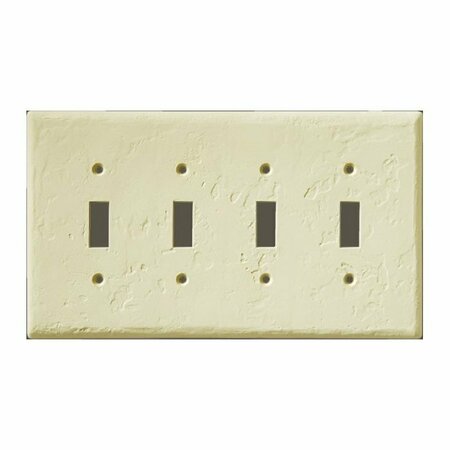 CAN-AM SUPPLY InvisiPlate Switch Wallplate, 5 in L, 8.63 in W, 4 -Gang, Painted Hand Trowel/Skip Trowel Texture HT-T-4